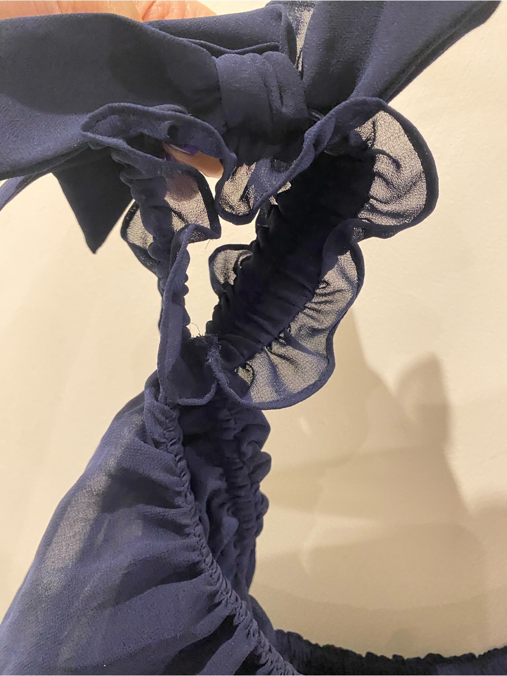 Misa Los Angeles Micaela Off-Shoulder Navy Tiered Ruffle Midi Dress 💙 - Picture 6 of 6